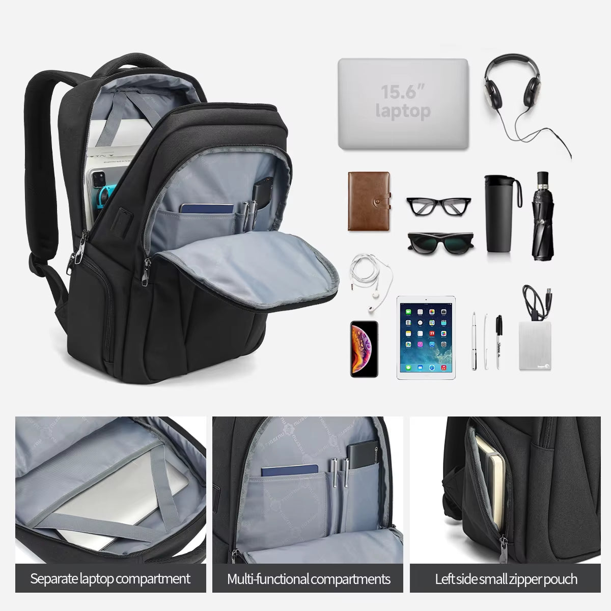 Men'S Backpack Bags for School Backpacks Male Laptop Backpack 15.6Inch USB Knapsack Schoolbag Nylon Bags Travel Backpack