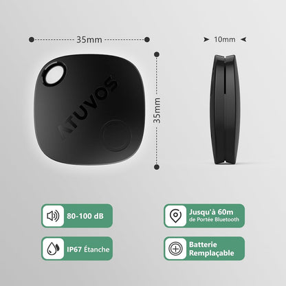 Key Finder Air Tag Traceur, Fonctionne Avec L’App Localiser Apple (Uniquement Ios), Batterie Remplaçable, Localisateurs D’Objets Bluetooth Tracker Pour Valises/Portefeuilles/Clés/Sacs, Noir