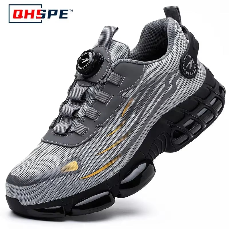 Rotating Button New Safety Shoes Men Anti-Smash Anti-Puncture Work Shoes Fashion Men Sport Shoes Security Protective Boots Men
