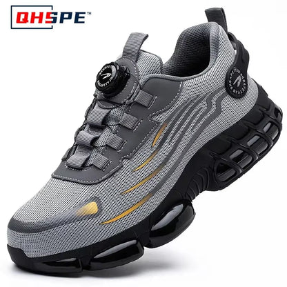 Rotating Button New Safety Shoes Men Anti-Smash Anti-Puncture Work Shoes Fashion Men Sport Shoes Security Protective Boots Men