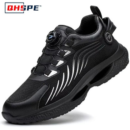 Rotating Button New Safety Shoes Men Anti-Smash Anti-Puncture Work Shoes Fashion Men Sport Shoes Security Protective Boots Men