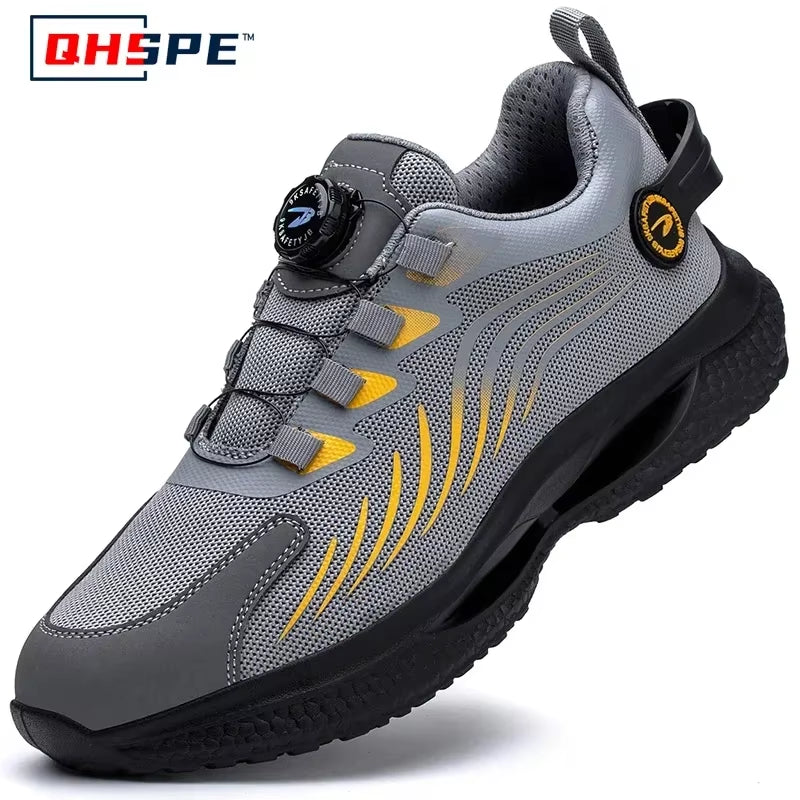 Rotating Button New Safety Shoes Men Anti-Smash Anti-Puncture Work Shoes Fashion Men Sport Shoes Security Protective Boots Men
