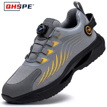 Rotating Button New Safety Shoes Men Anti-Smash Anti-Puncture Work Shoes Fashion Men Sport Shoes Security Protective Boots Men