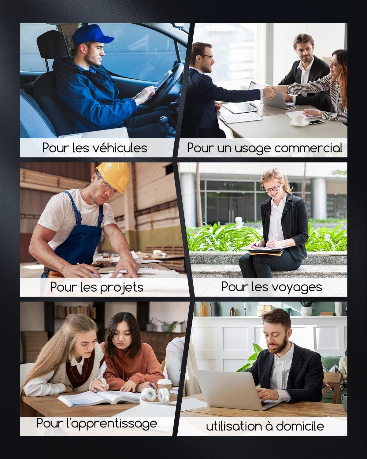 Imprimante Thermique Portable A4 Sans Encre - Imprimante Bluetooth Sans Fil Compatible Avec Ios Et Android - Mini Printer Petite Pour Papier Thermique 216/210/110/80/53Mm, Mac, Windows -Noir