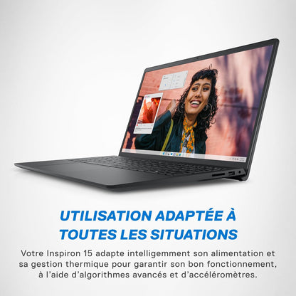 Inspiron 15 (3530) - Ordinateur Portable 15,6'' Écran FHD 120 Hz, Intel Core I5-1334U, 16 Go RAM, 512 Go SSD, Intel Iris XE, Windows 11 Home, Clavier AZERTY - Noir Carbone