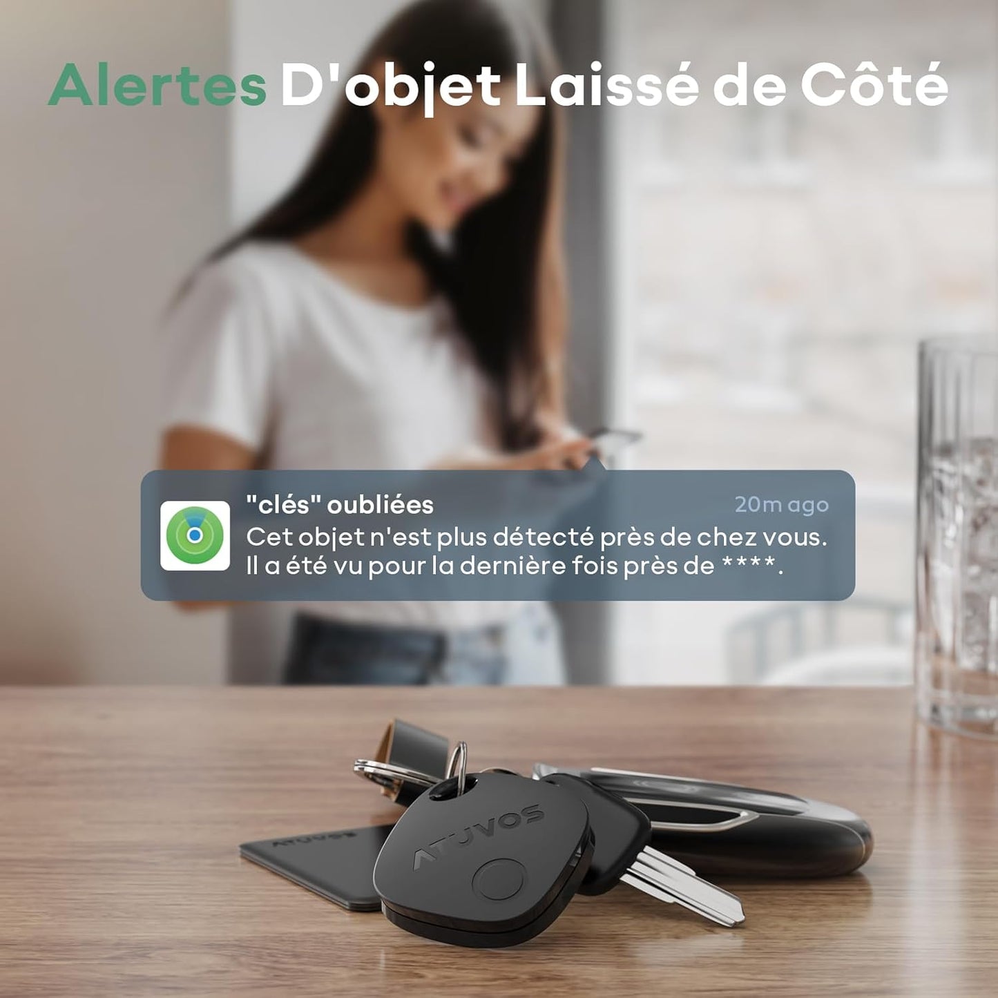 Key Finder Air Tag Traceur, Fonctionne Avec L’App Localiser Apple (Uniquement Ios), Batterie Remplaçable, Localisateurs D’Objets Bluetooth Tracker Pour Valises/Portefeuilles/Clés/Sacs, Noir