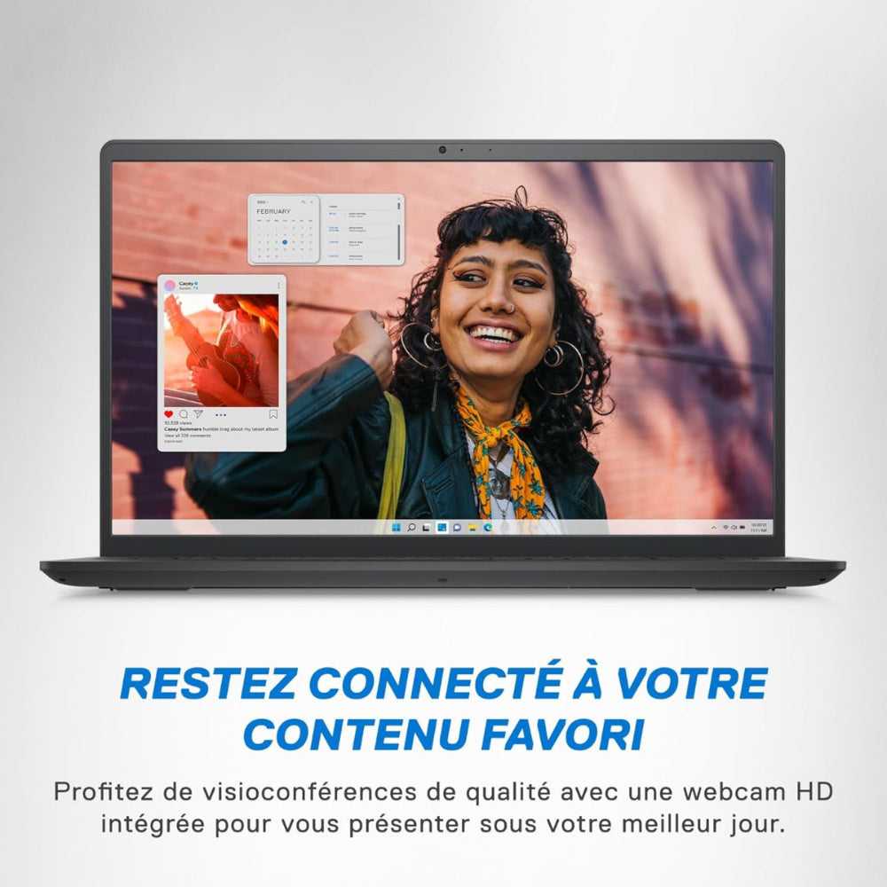 Inspiron 15 (3530) - Ordinateur Portable 15,6'' Écran FHD 120 Hz, Intel Core I5-1334U, 16 Go RAM, 512 Go SSD, Intel Iris XE, Windows 11 Home, Clavier AZERTY - Noir Carbone