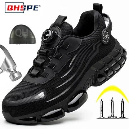 Rotating Button New Safety Shoes Men Anti-Smash Anti-Puncture Work Shoes Fashion Men Sport Shoes Security Protective Boots Men
